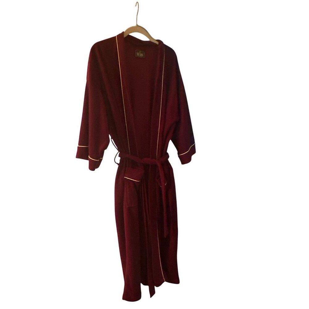 Vintage Bill Blass Burgundy Robe One Size Made In USA Heffner Lounge Grandpa